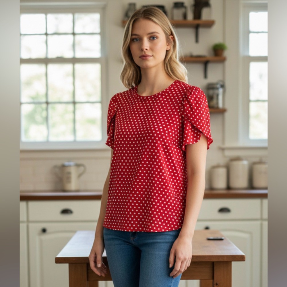 Michael Kors Red Polka Dot Top SZ(M) EUC